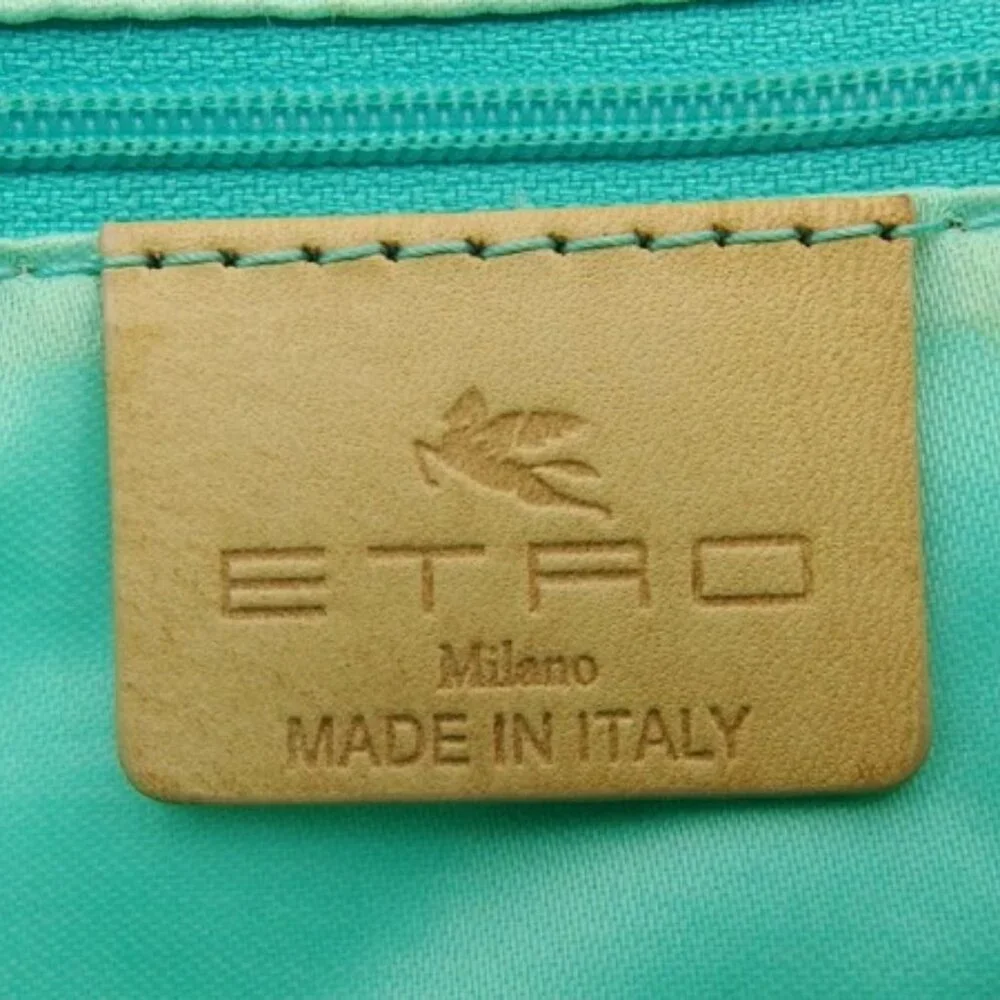 ETRO Tote Bag Yacht Paisley White Beige Gray PVC x Leather Authentic Used t23533 - Picture 8 of 9